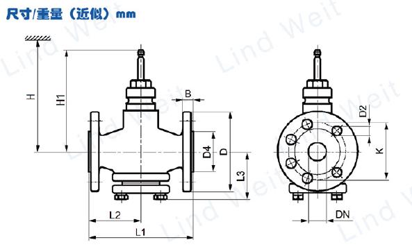 林德偉特-LECV電動(dòng)閥尺寸表